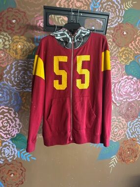 Team Trojan Red Hooded Sweatshirt (Logo Tag Visible)